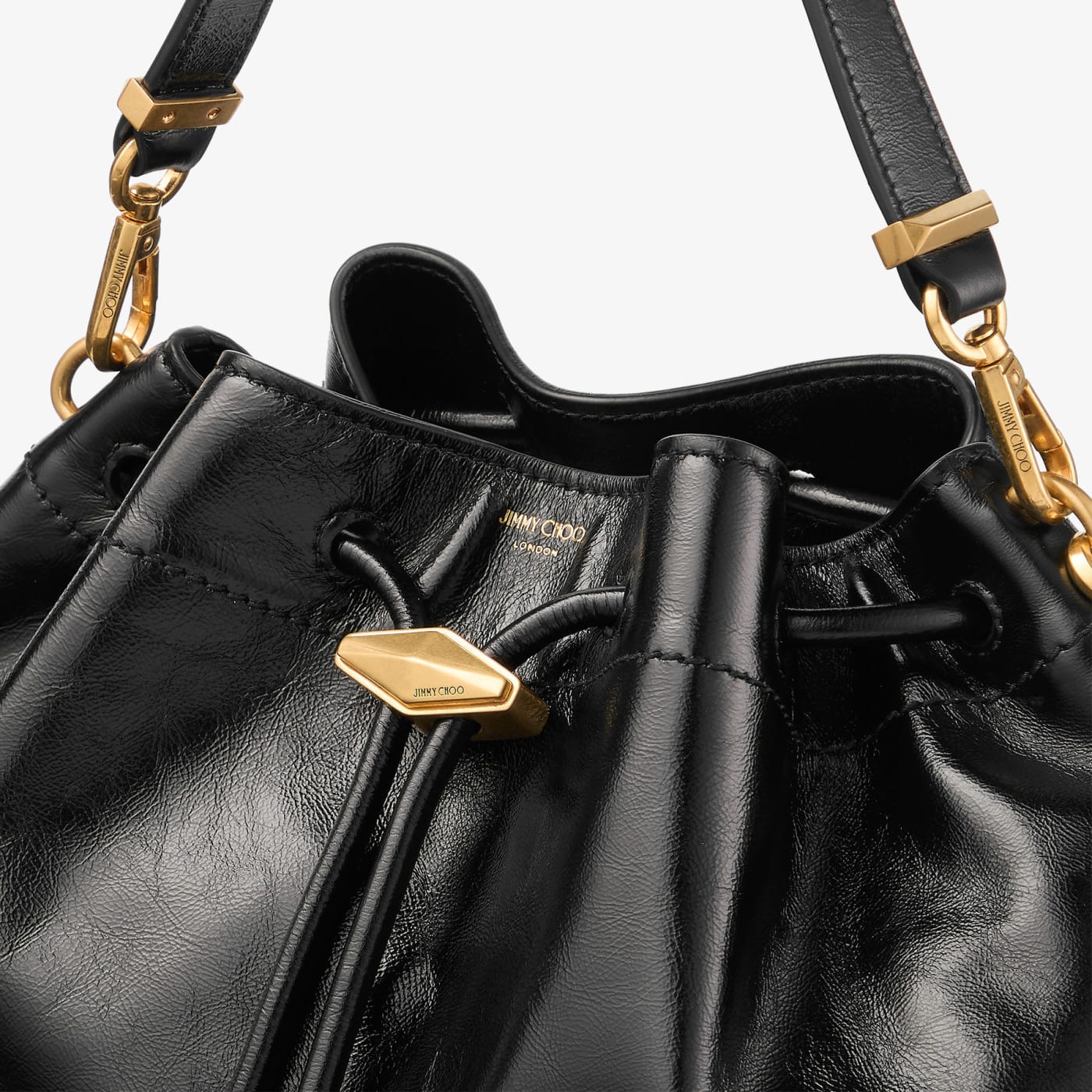 Cinch Medium Black Soft Shiny Biker Leather Shoulder Bag