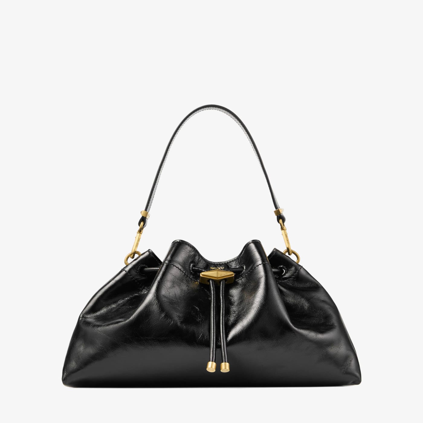 Cinch Medium Black Soft Shiny Biker Leather Shoulder Bag