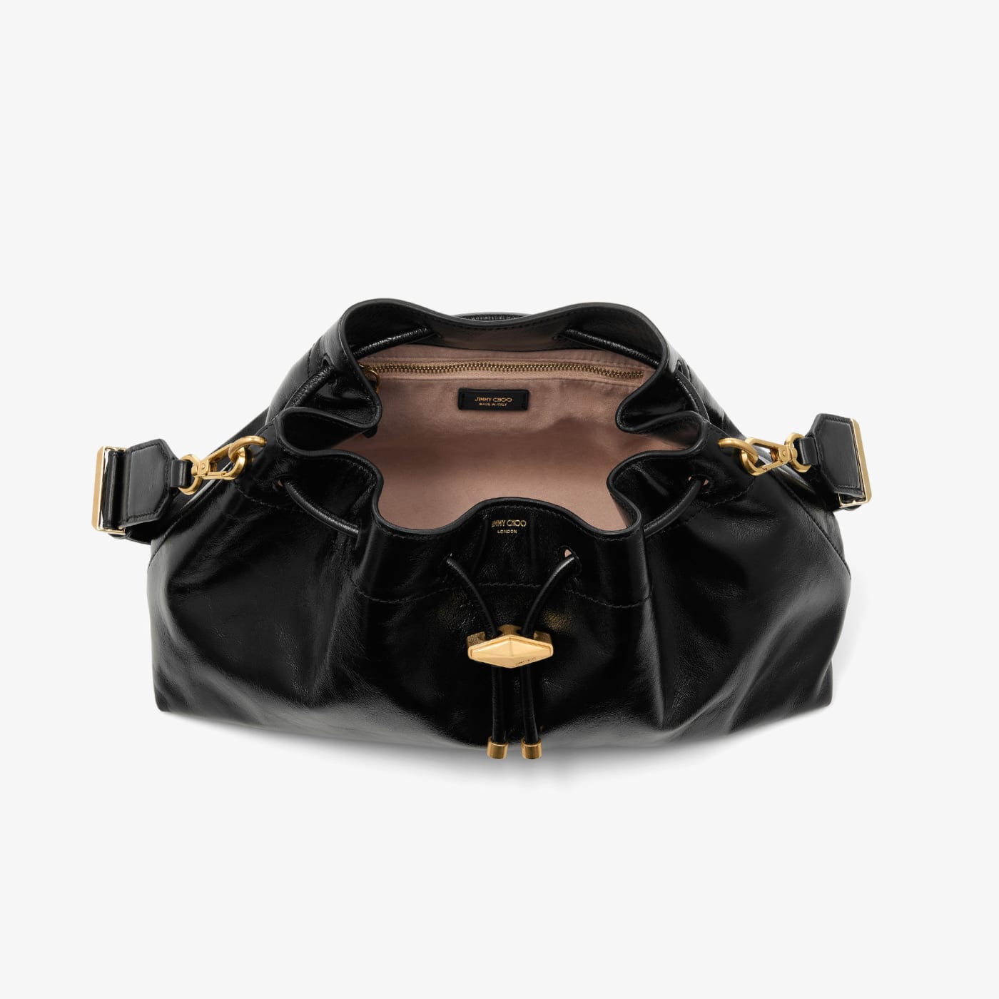 Cinch Medium Black Soft Shiny Biker Leather Shoulder Bag