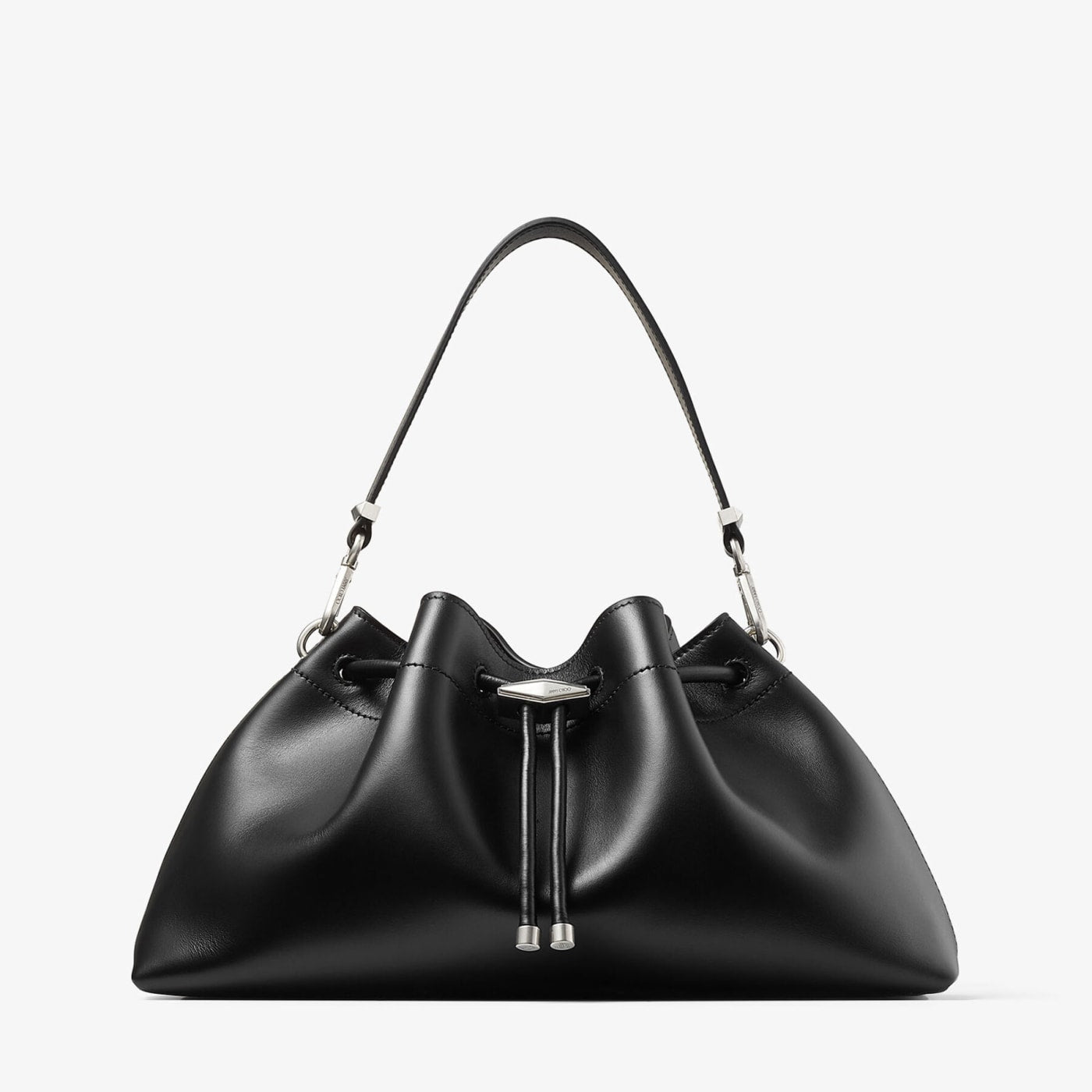 Cinch Medium Black Leather Shoulder Bag