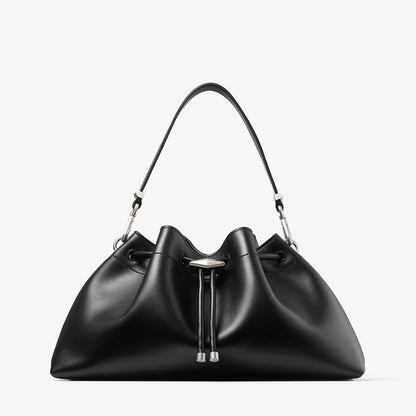 Cinch Medium Black Leather Shoulder Bag