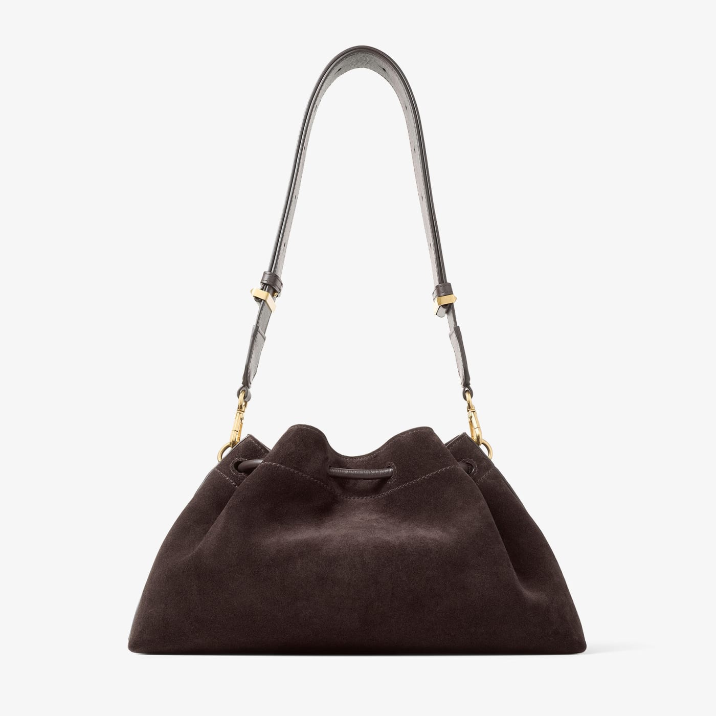 Cinch Medium Coffee Suede Shoulder Bag