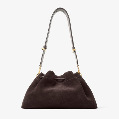 Cinch Medium Coffee Suede Shoulder Bag