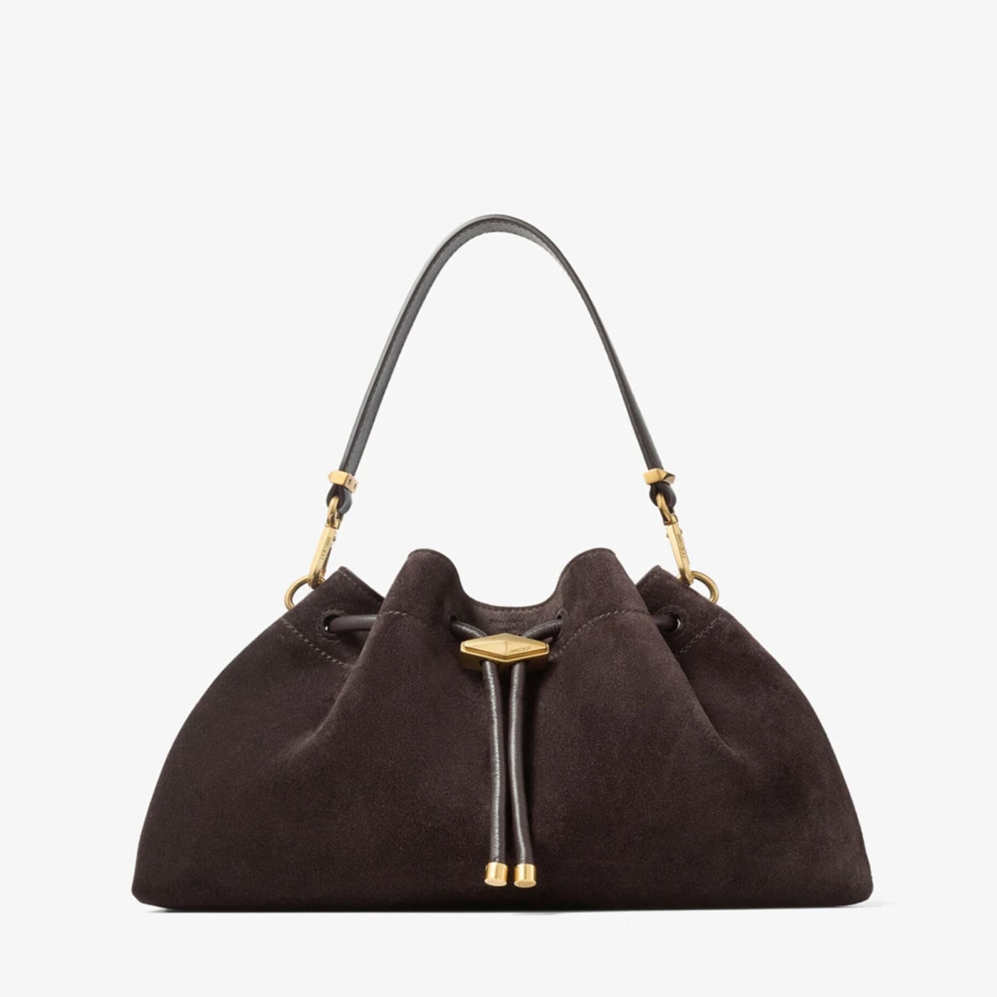 Cinch Medium Coffee Suede Shoulder Bag