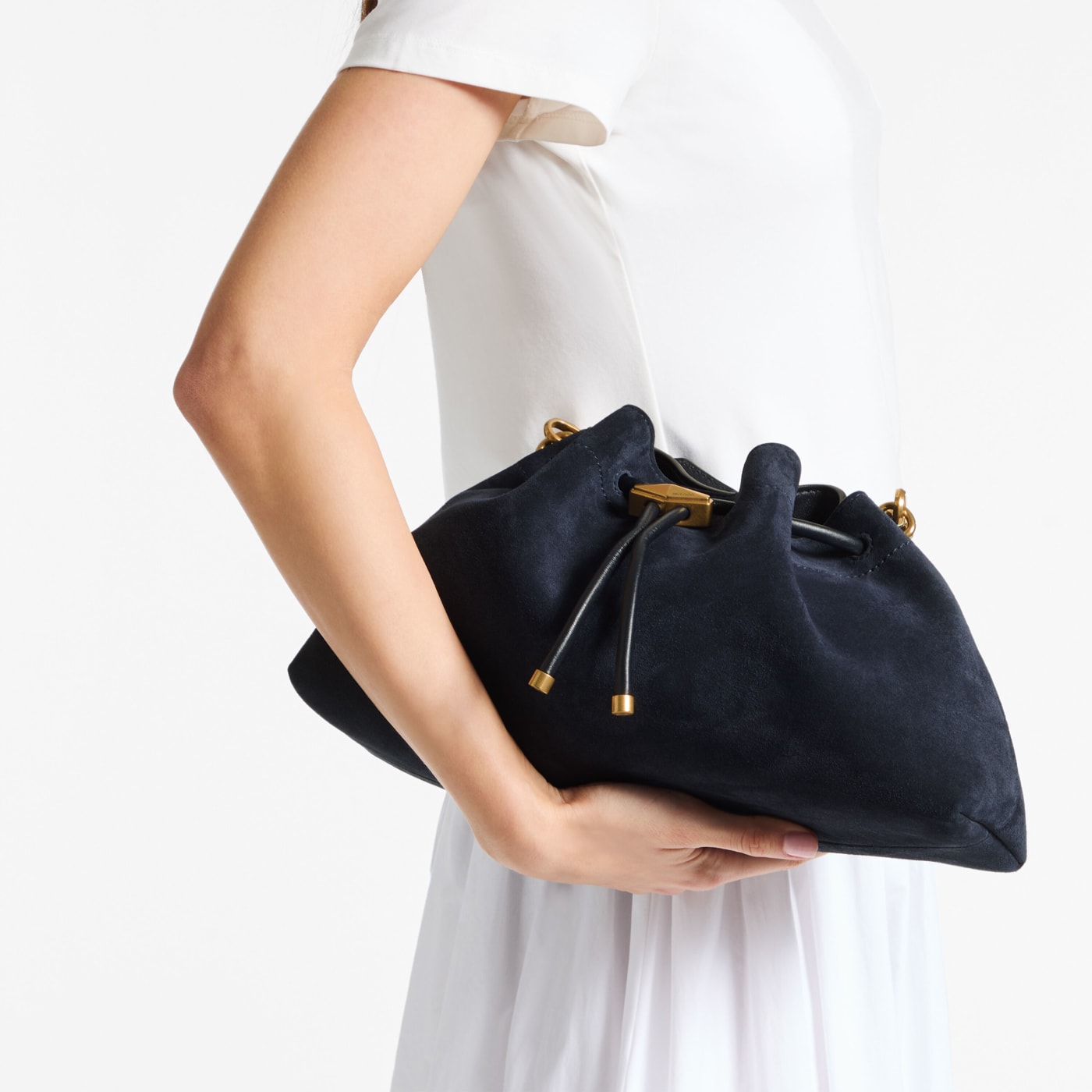Cinch Medium Marine Suede Shoulder Bag