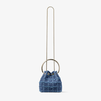 Bon Bon Crosshatch Denim Fabric Bucket Bag