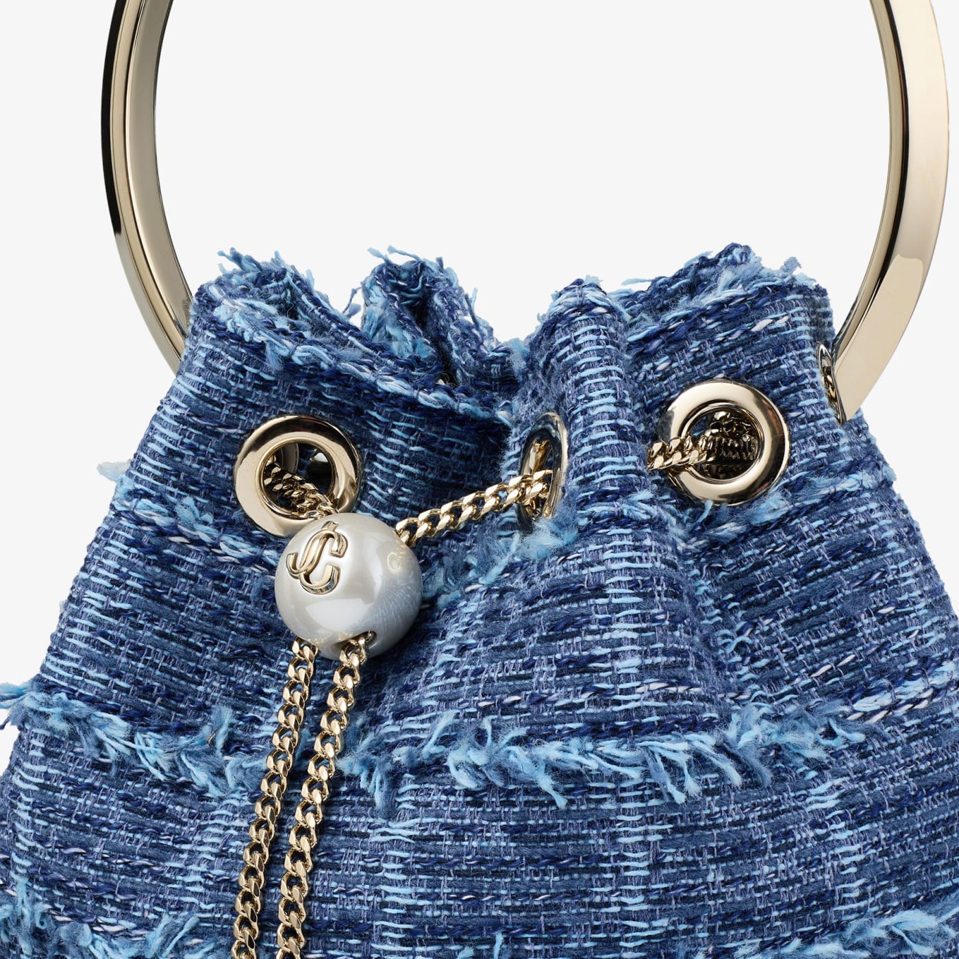 Bon Bon Crosshatch Denim Fabric Bucket Bag