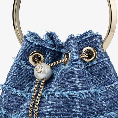 Bon Bon Crosshatch Denim Fabric Bucket Bag