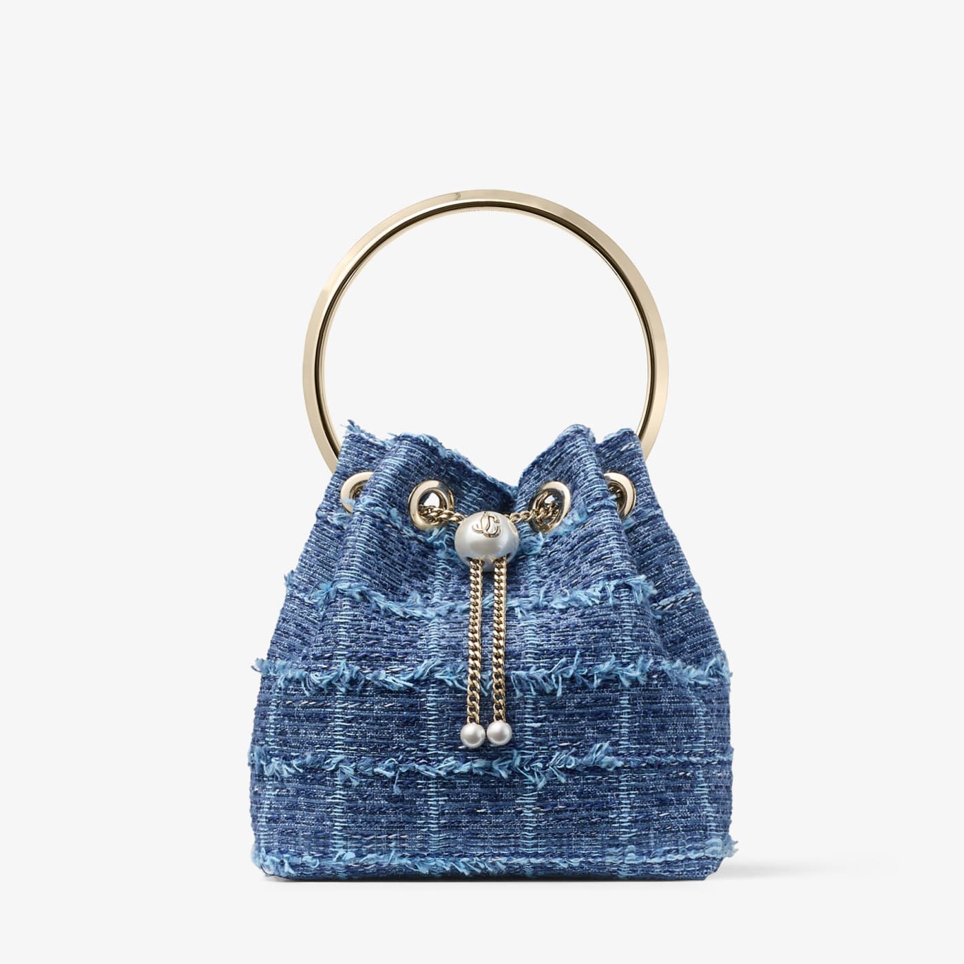 Bon Bon Crosshatch Denim Fabric Bucket Bag