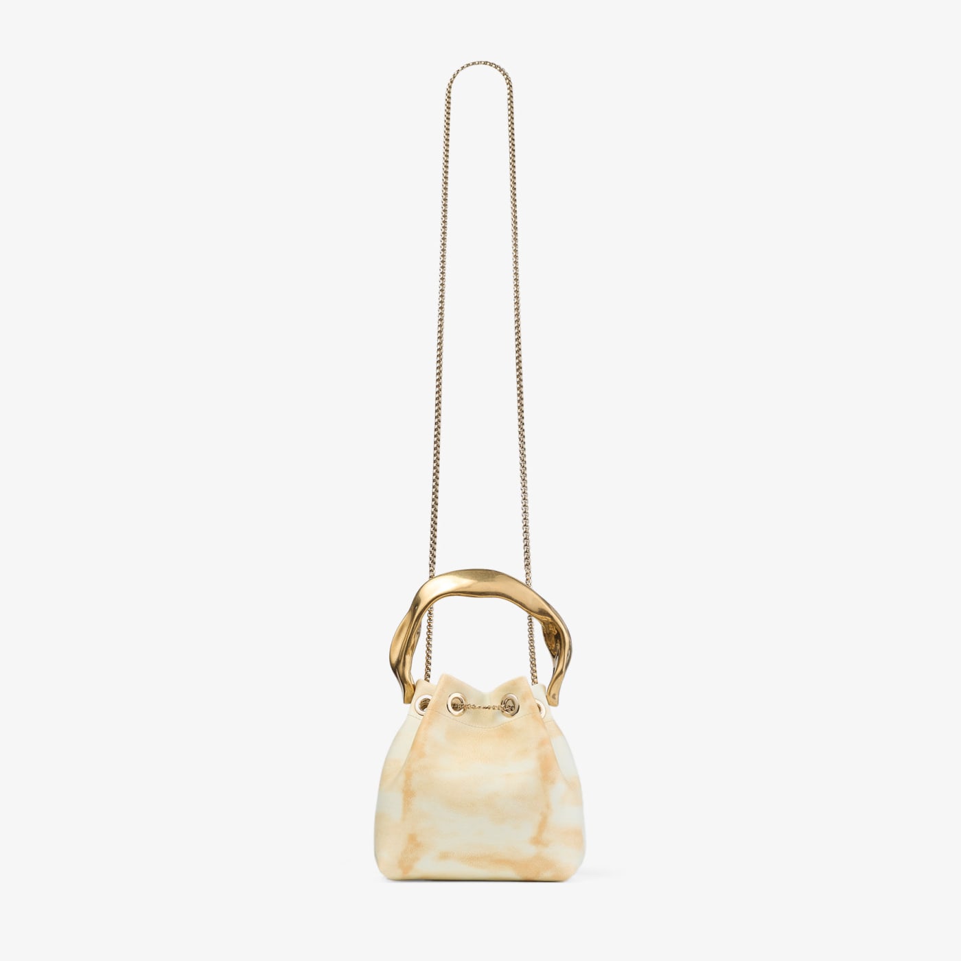 Bon Bon Natural Mix Tie Dye Leather Bucket Bag with Sculpted Handle