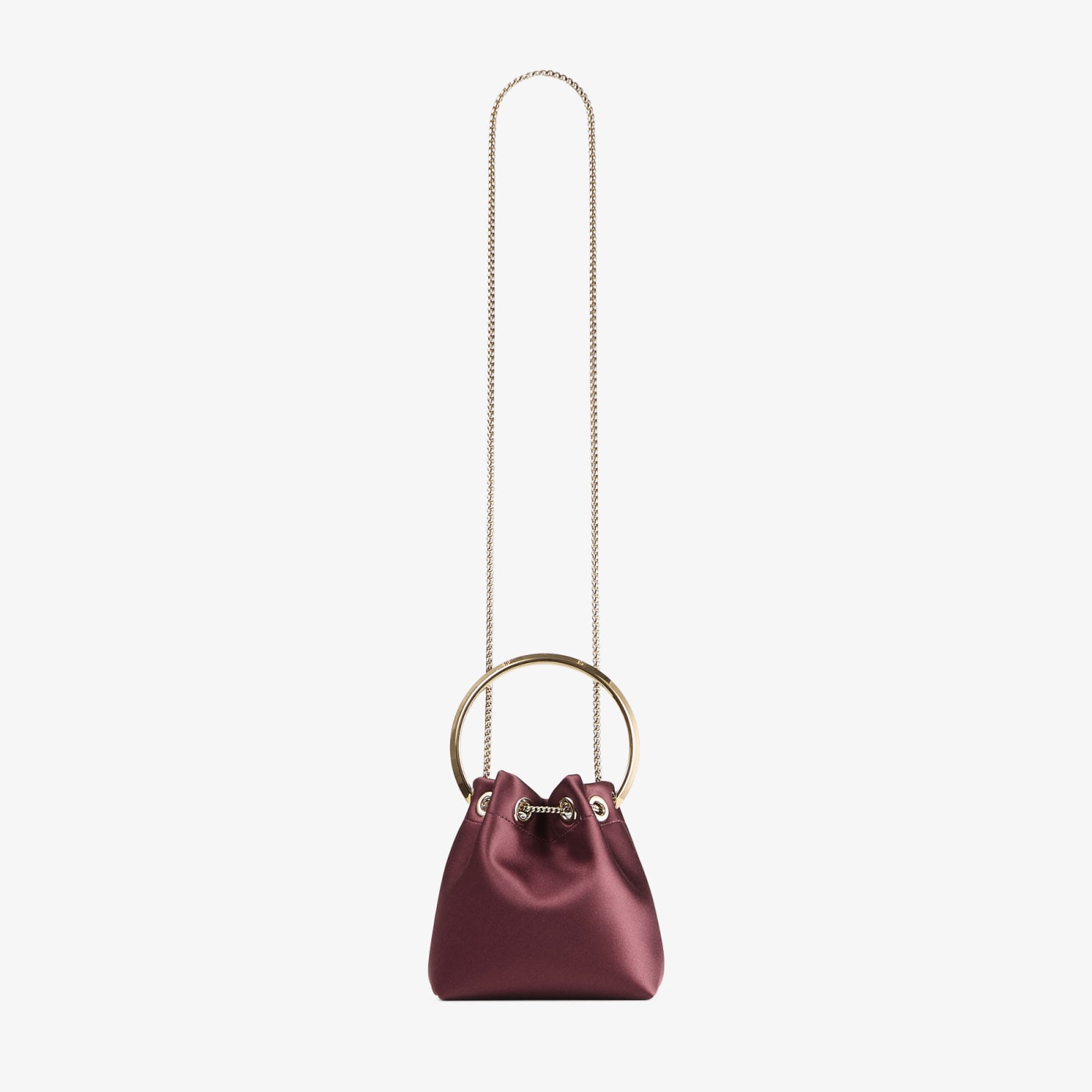 Bon Bon Deep Merlot Satin Handbag with Metal Handle