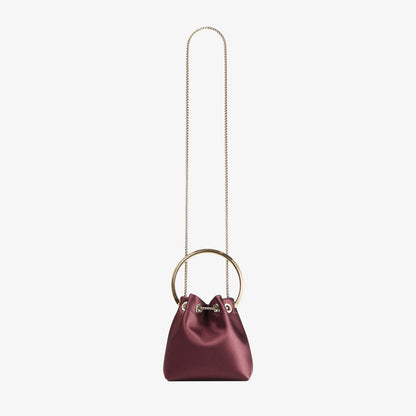Bon Bon Deep Merlot Satin Handbag with Metal Handle