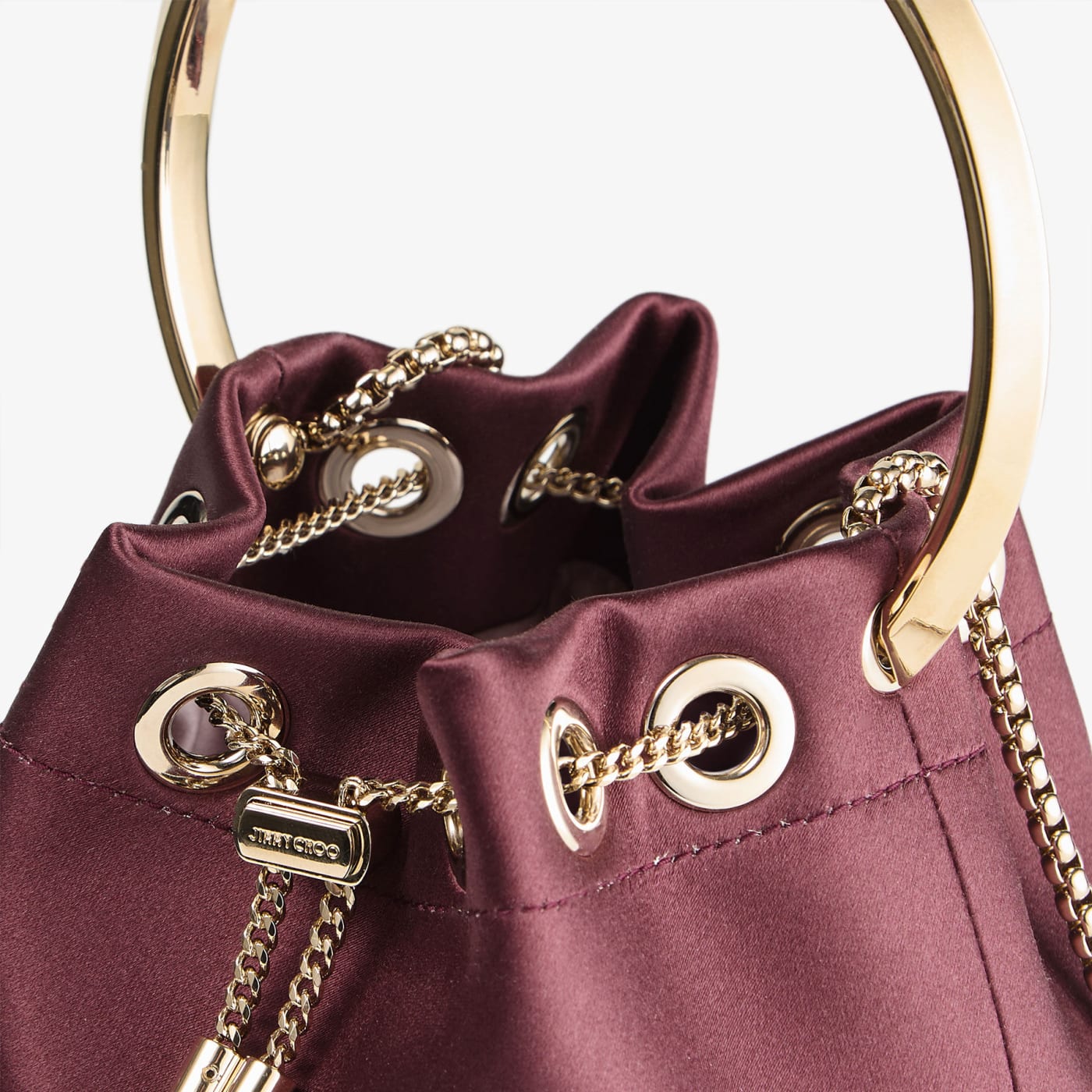 Bon Bon Deep Merlot Satin Handbag with Metal Handle