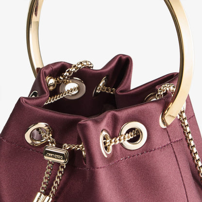 Bon Bon Deep Merlot Satin Handbag with Metal Handle