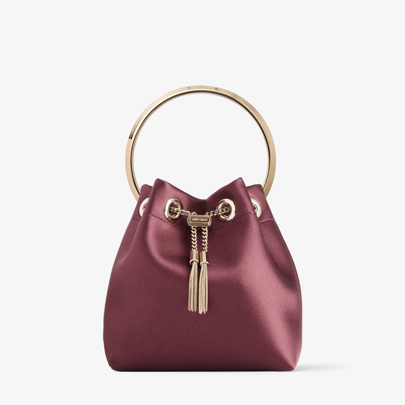 Bon Bon Deep Merlot Satin Handbag with Metal Handle