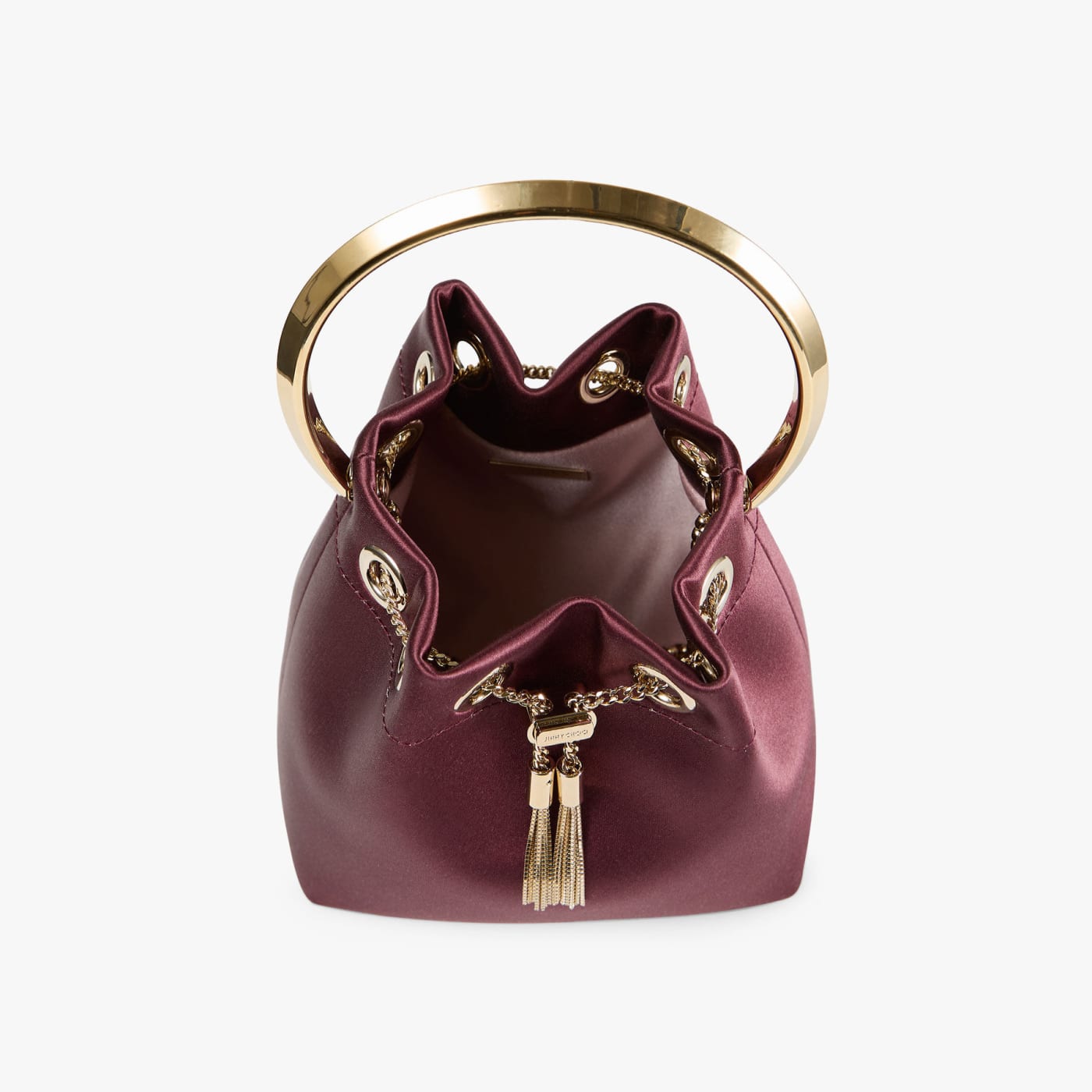 Bon Bon Deep Merlot Satin Handbag with Metal Handle