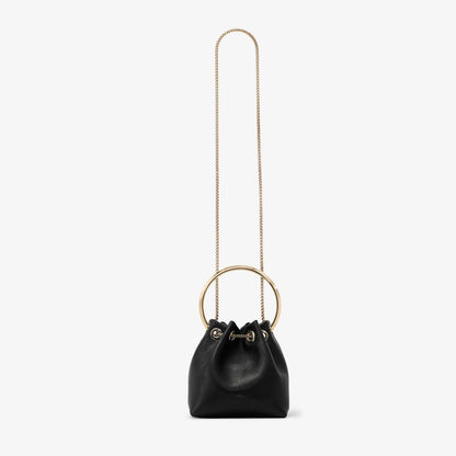 Bon Bon Biker Leather Black Bag With Pearl Closure