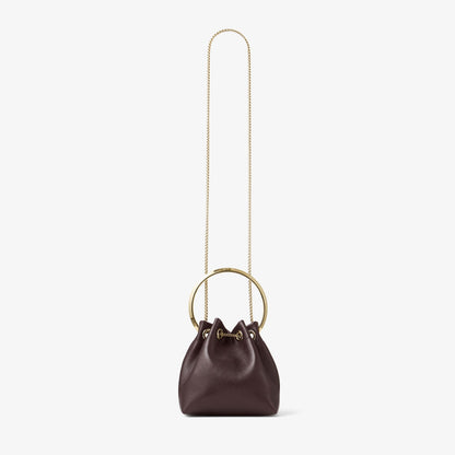 Bon Bon Deep Merlot Biker Leather Bag With Pearl Closure