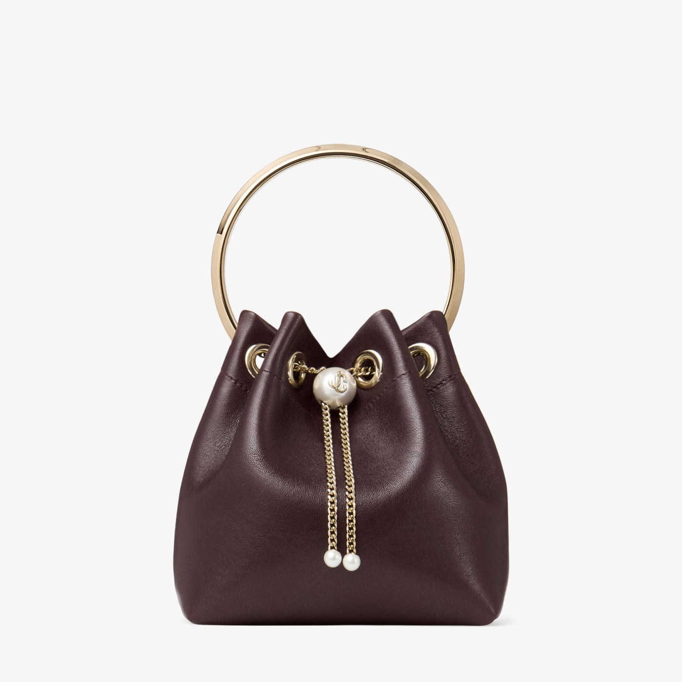 Bon Bon Deep Merlot Biker Leather Bag With Pearl Closure