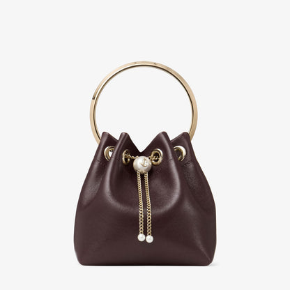 Bon Bon Deep Merlot Biker Leather Bag With Pearl Closure