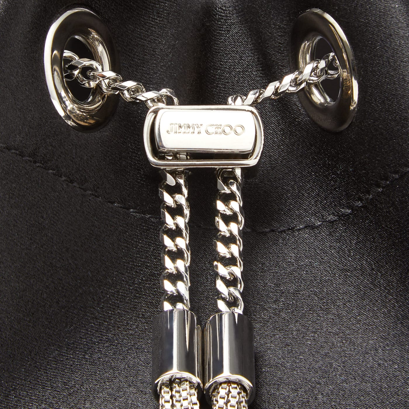 Bon Bon Black Satin Bag with Crystal Handle