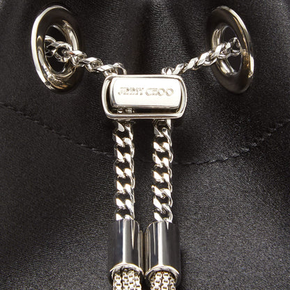 Bon Bon Black Satin Bag with Crystal Handle