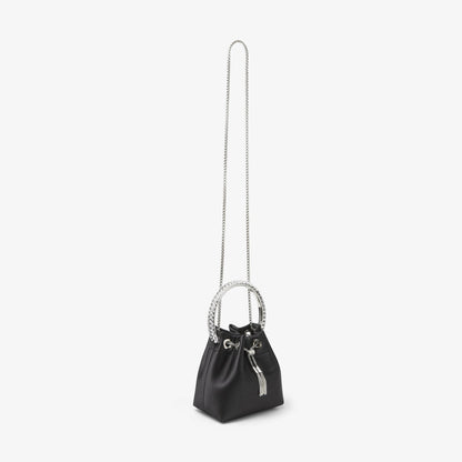 Bon Bon Black Satin Bag with Crystal Handle