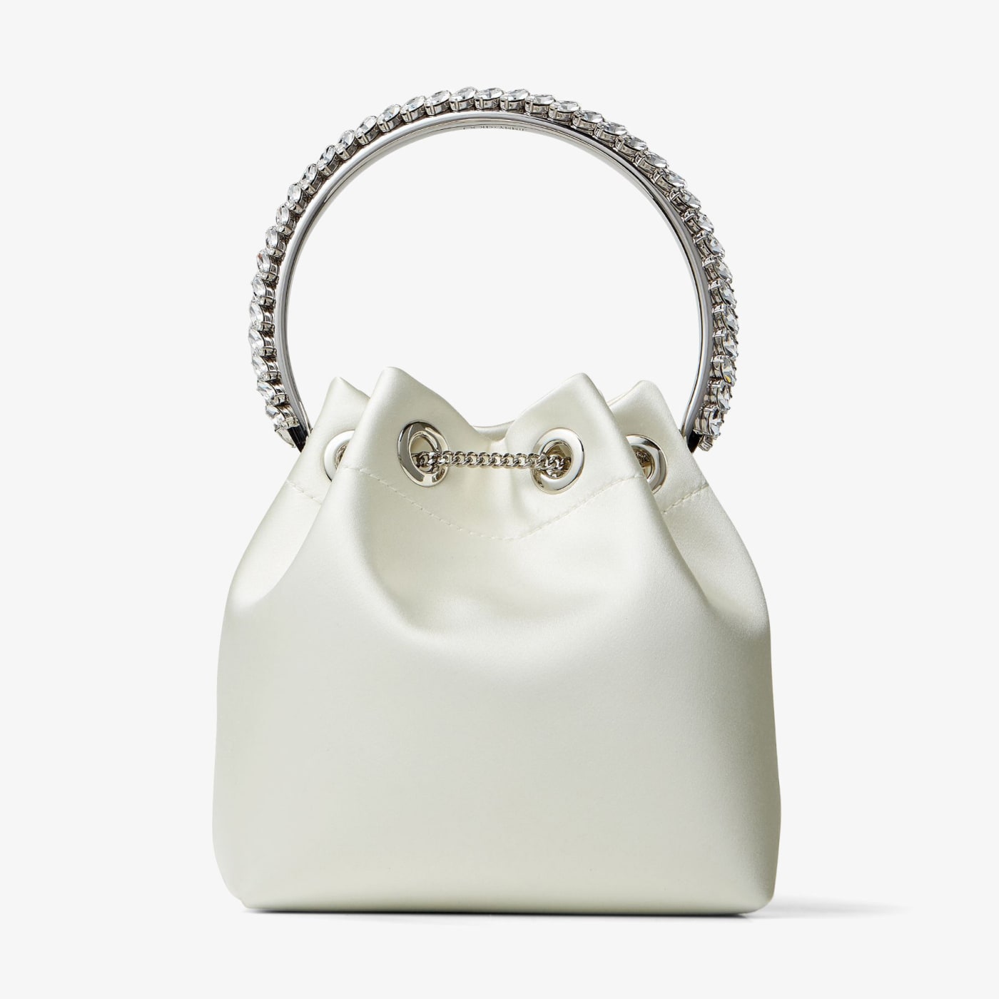 Bon Bon Ivory Satin Bag with Crystal Handle