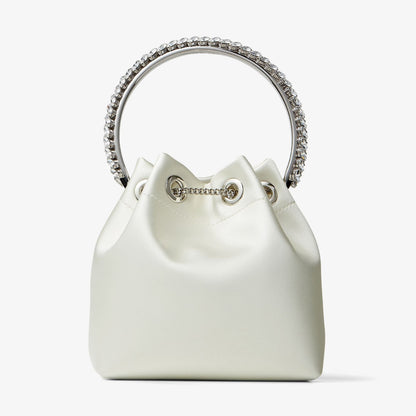 Bon Bon Ivory Satin Bag with Crystal Handle
