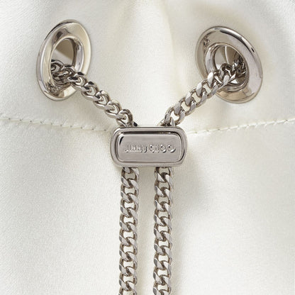 Bon Bon Ivory Satin Bag with Crystal Handle