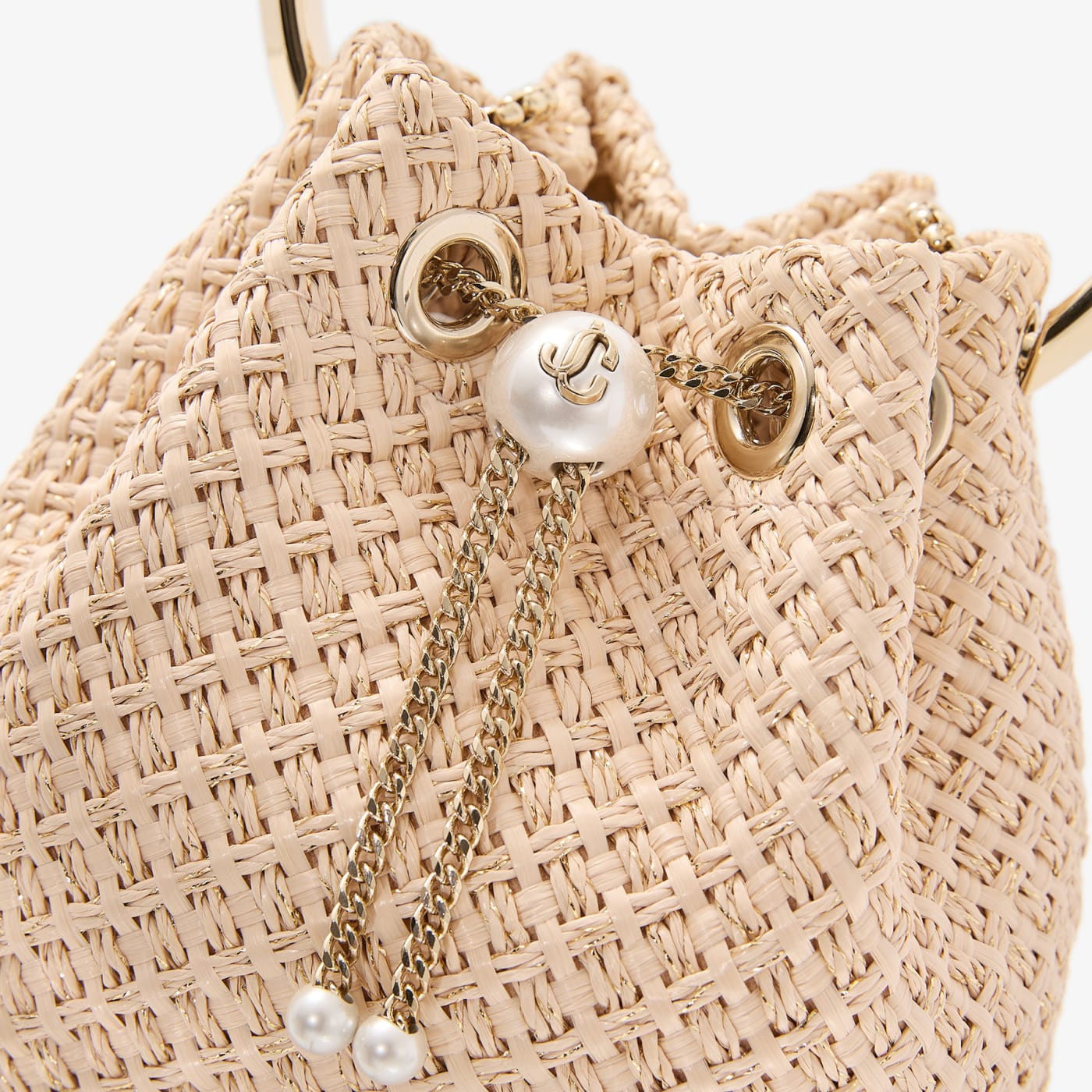 Bon Bon Natural Raffia Bag With Pearl Closure