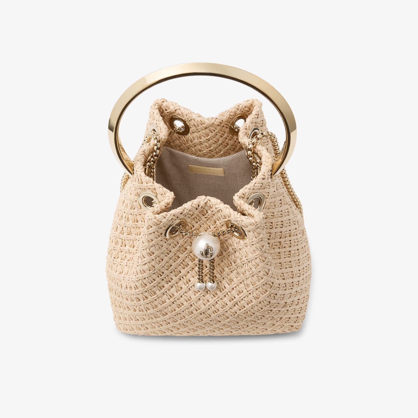 Bon Bon Natural Raffia Bag With Pearl Closure
