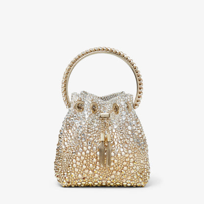 Bon Bon Gold Satin Bag with Crystals