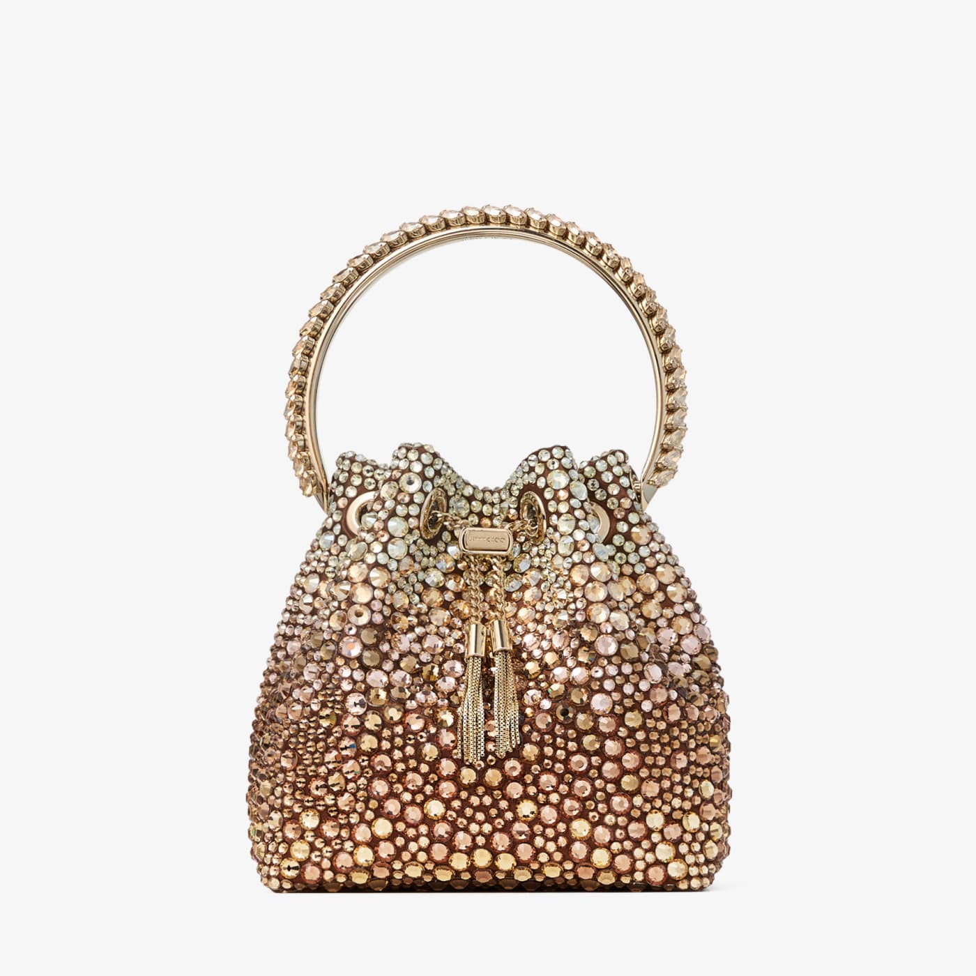 Bon Bon Bronze Satin Handbag with Degrade Crystals
