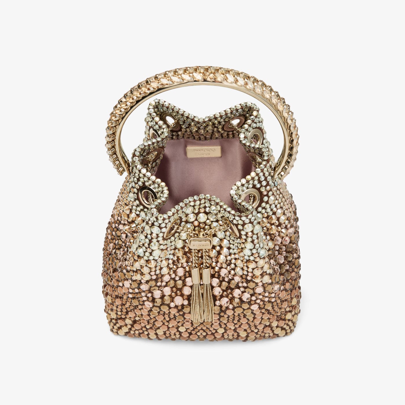 Bon Bon Bronze Satin Handbag with Degrade Crystals