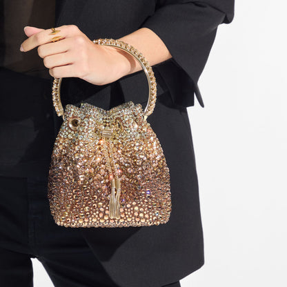 Bon Bon Bronze Satin Handbag with Degrade Crystals