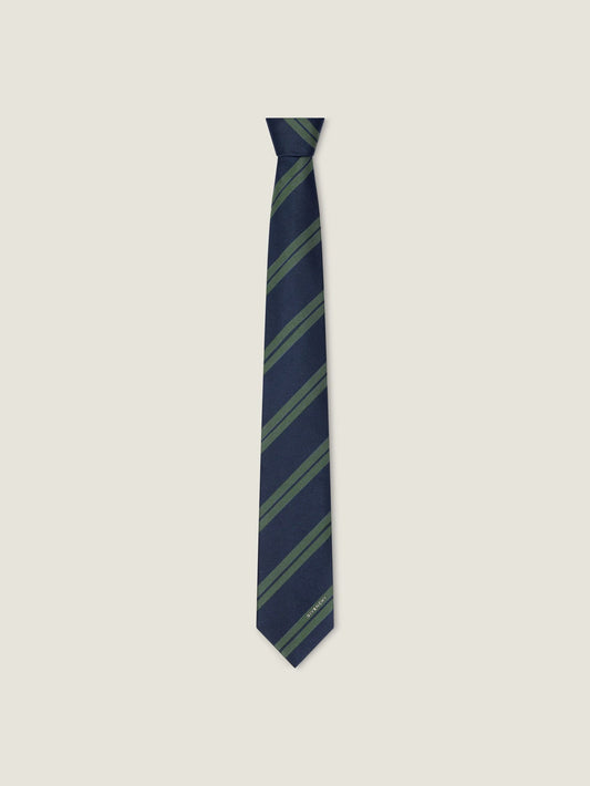 Double stripes tie in silk gros grain
