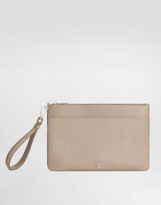 Calfskin toiletry bag with logo