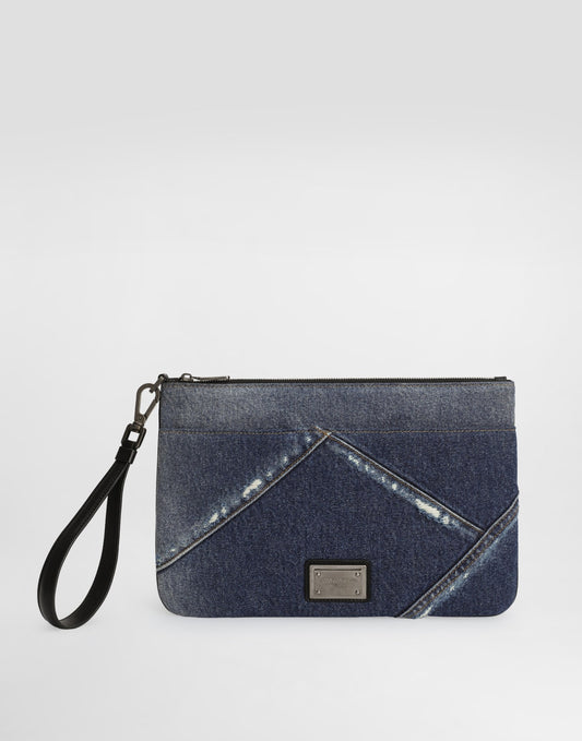 Denim patchwork necessaire