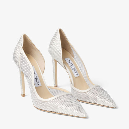 Brigitte 100 Ivory Mesh Pumps with Crystal Embellishment