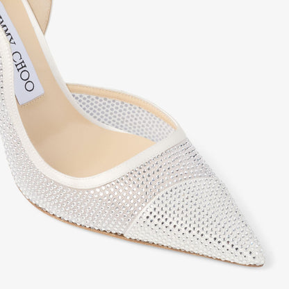 Brigitte 100 Ivory Mesh Pumps with Crystal Embellishment