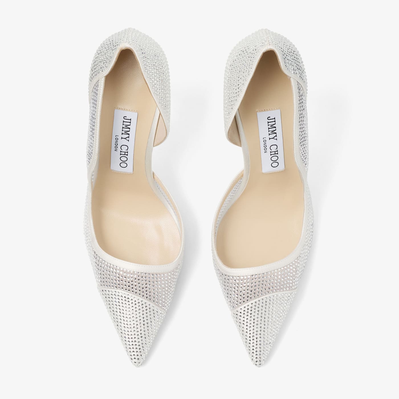 Brigitte 100 Ivory Mesh Pumps with Crystal Embellishment