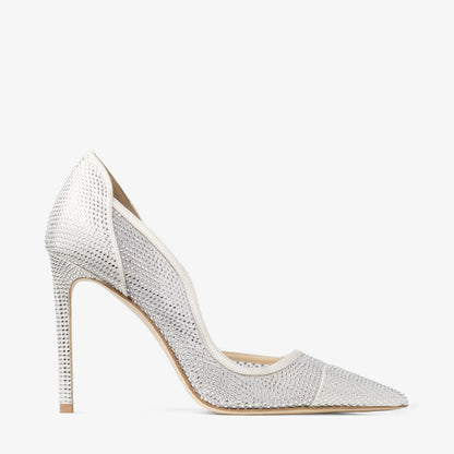 Brigitte 100 Ivory Mesh Pumps with Crystal Embellishment