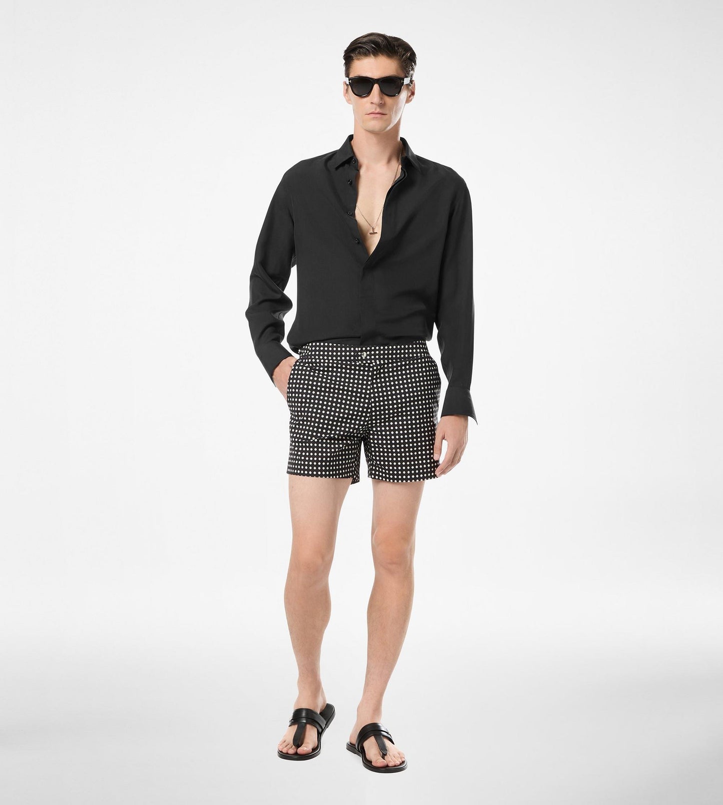 Mid Dot Print Nylon Swim Short