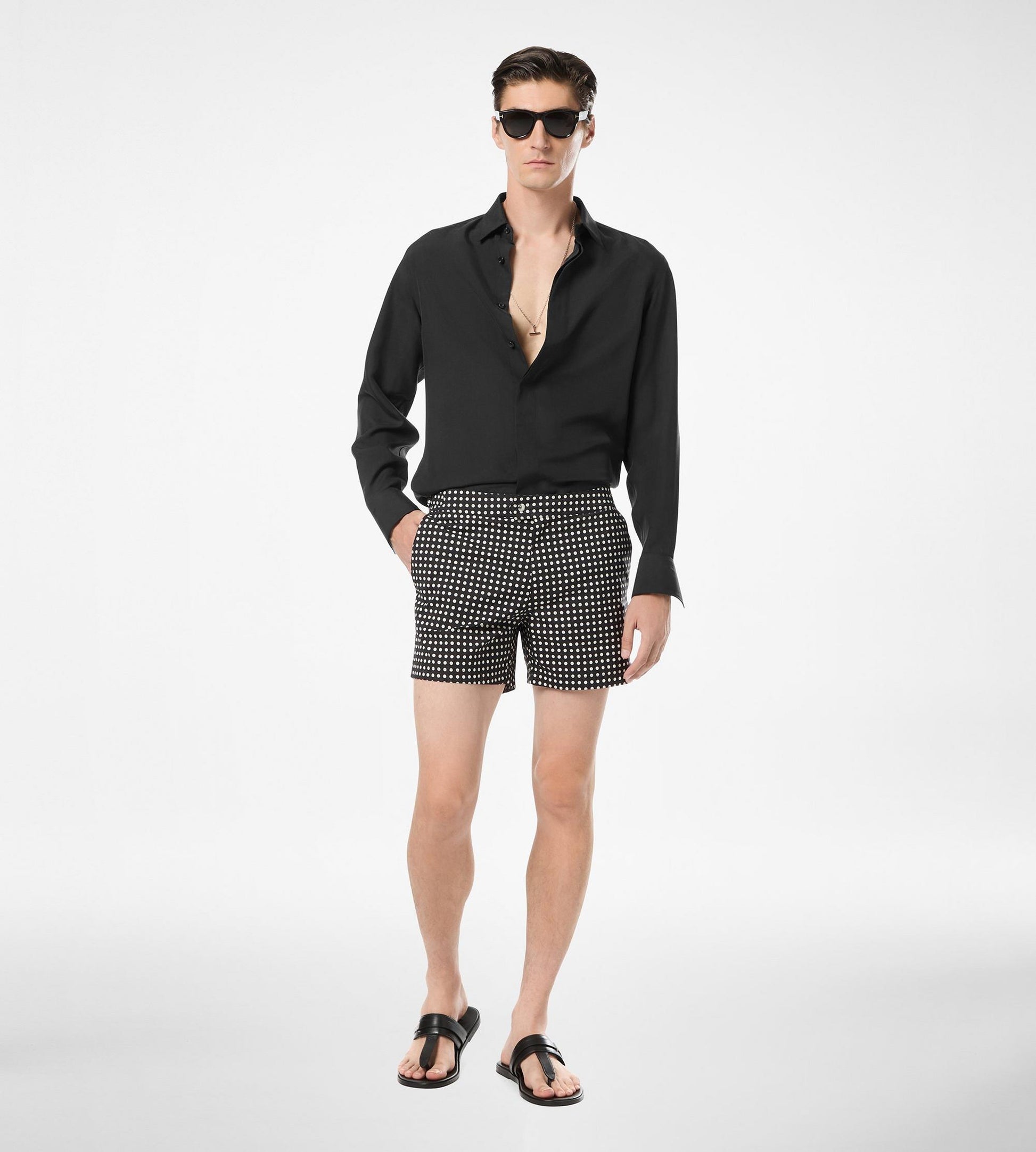 Mid Dot Print Nylon Swim Short