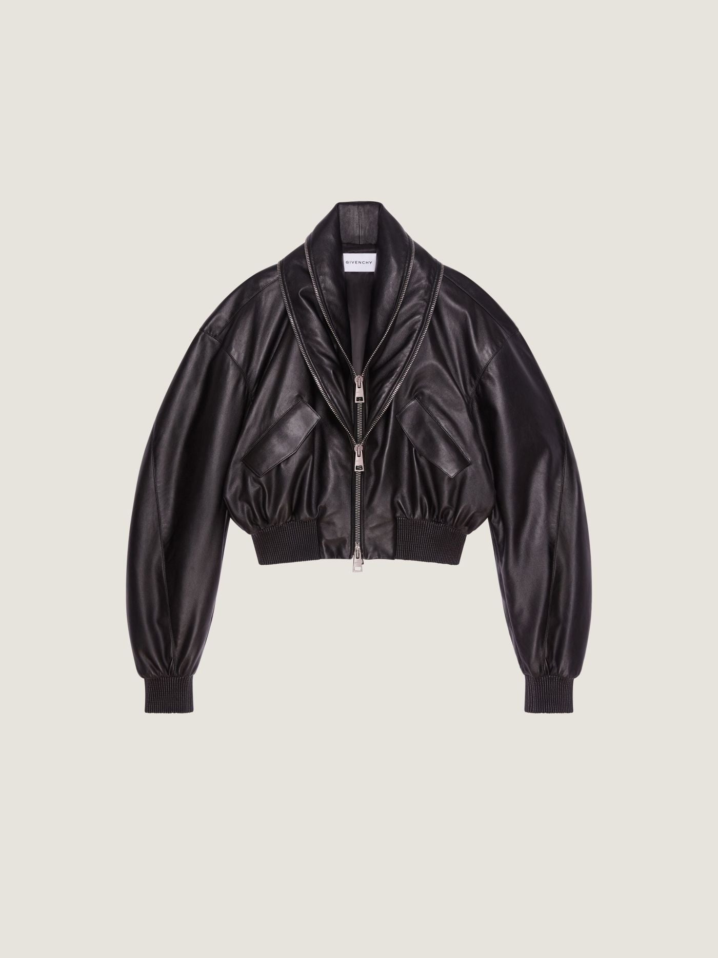 Bomber with zipped shawl collar in nappa leather