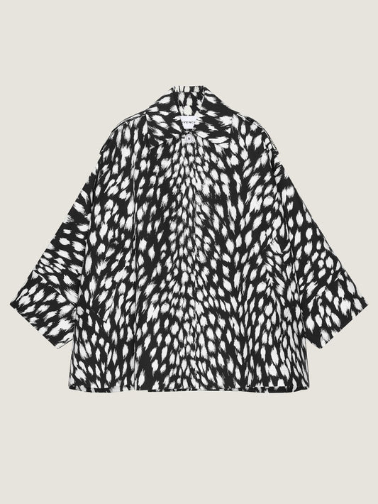 Cocoon short trench in cotton with animal print