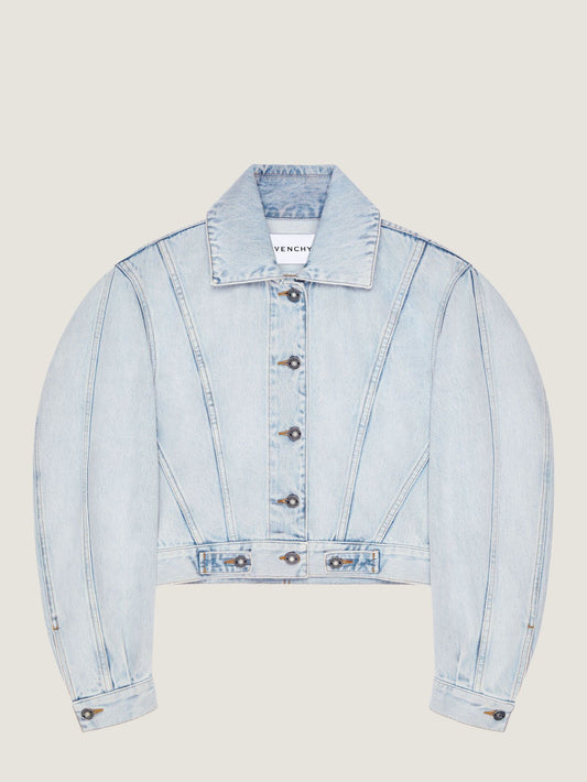 Back-to-front Cocoon jacket in light blue denim
