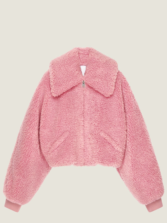 Cropped blouson in shearling effect