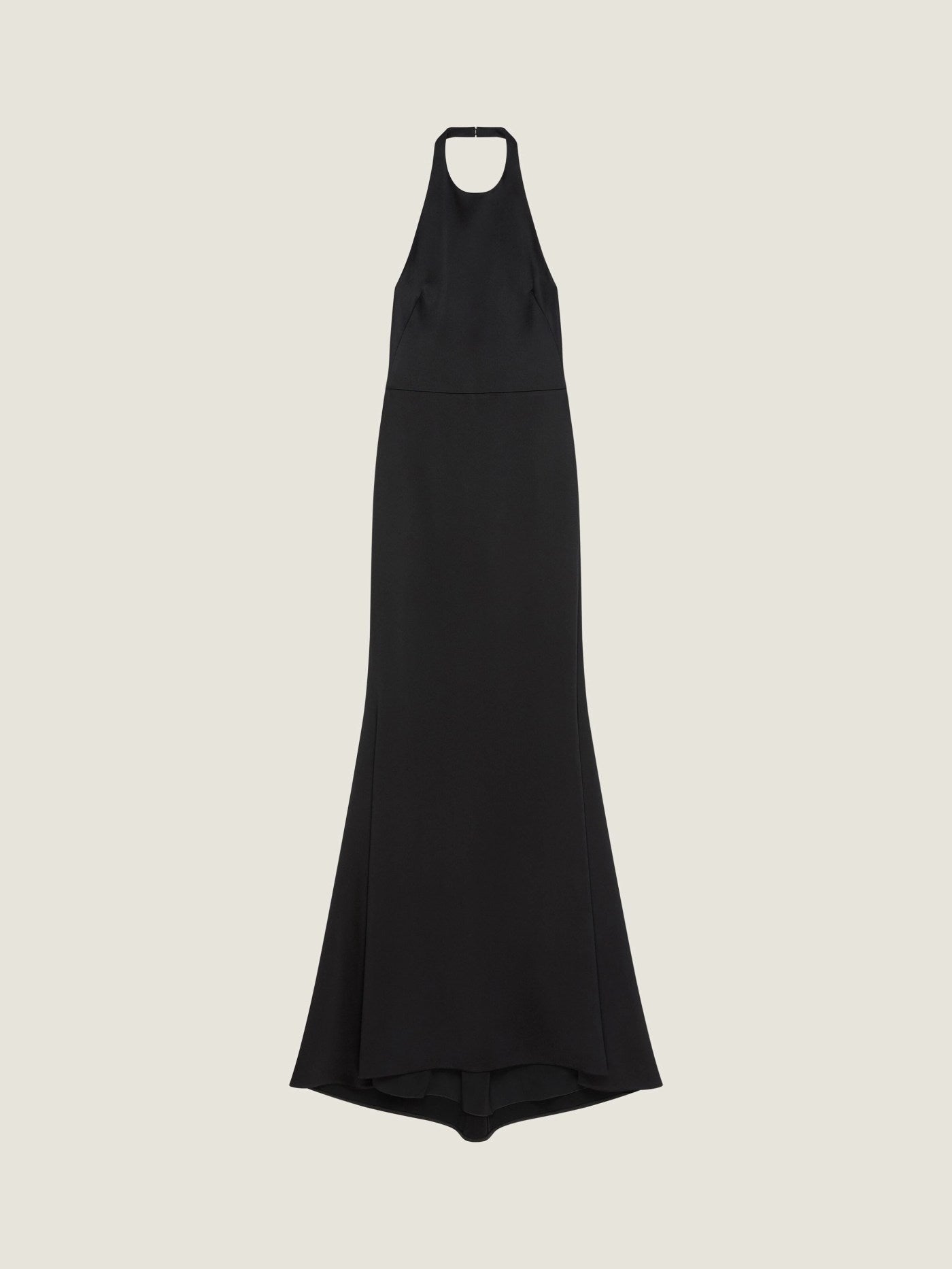 Halter neck dress in crepe and satin